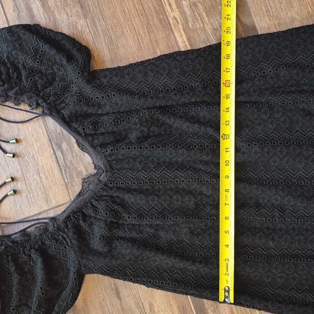 XS/S GYPSY Black Lace Subtle High Low Partially Lined Romantic Boho Lace Dress - Picture 11 of 12